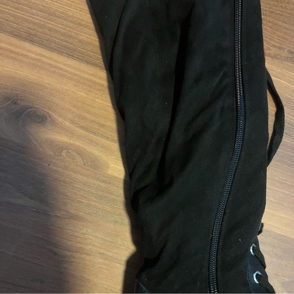 Gothic Snakeskin Fleece Interior Platform Knee High Lace Up Boots 7 - Picture 6 of 12